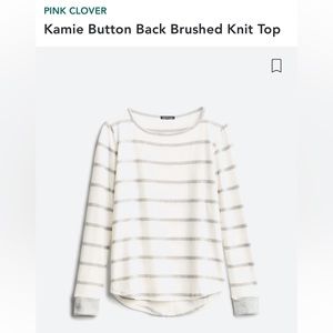 Pink Clover- Kamie Button Back Brushed Knit Top- Size Large